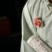 国风复古新中式 配饰胸针粉色山茶花别针旗袍披肩外套围巾胸花