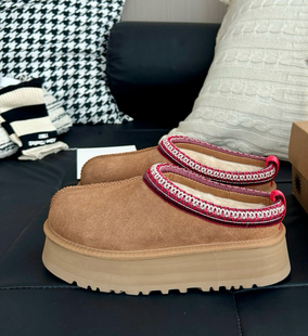 桑坡厚底塔茨民族风TAZZ羊皮毛一体女款懒人一脚蹬加绒增高雪地靴