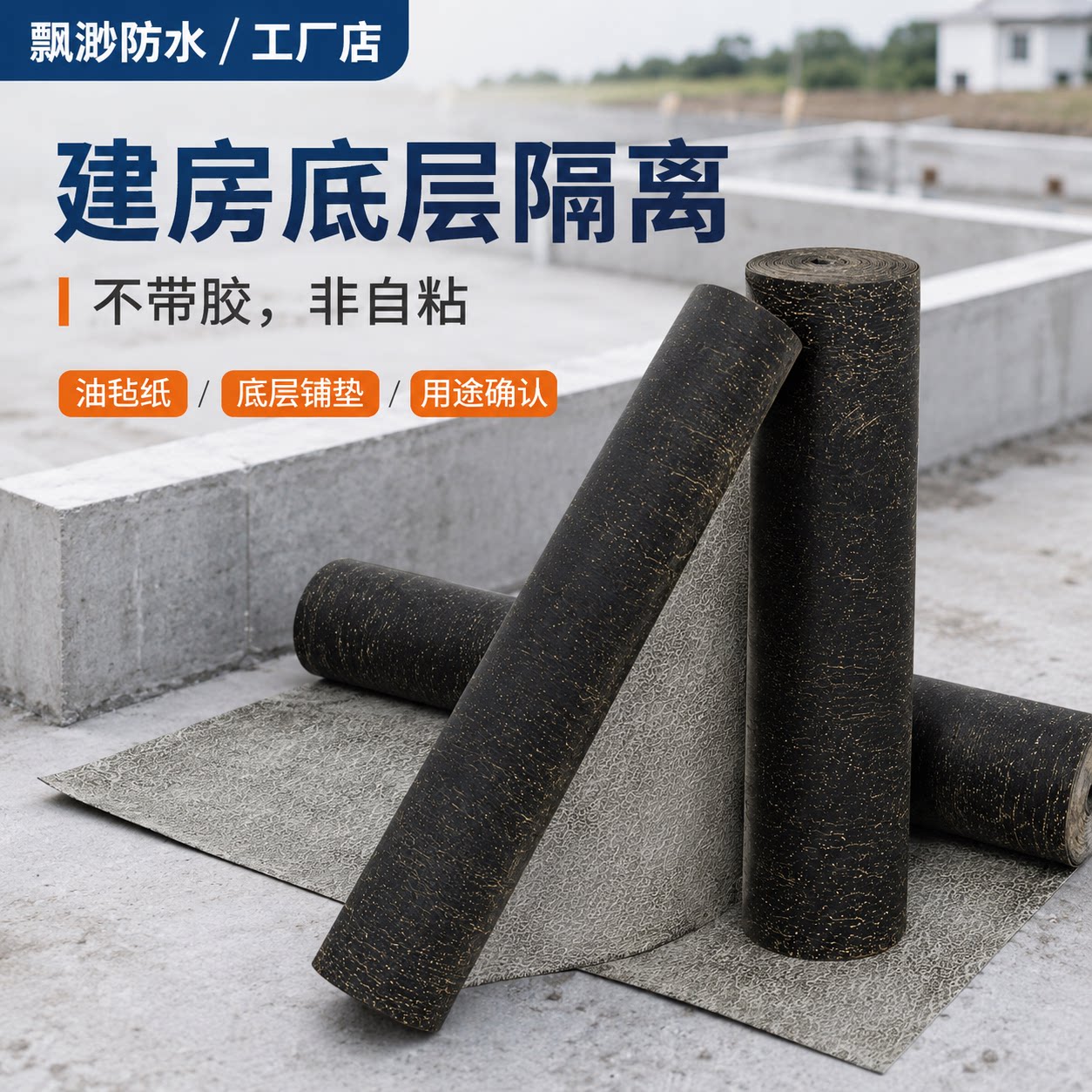 自建房底层隔离油毛毡油毡纸沥青纸胎油毡一米宽二十米铺垫用卷材