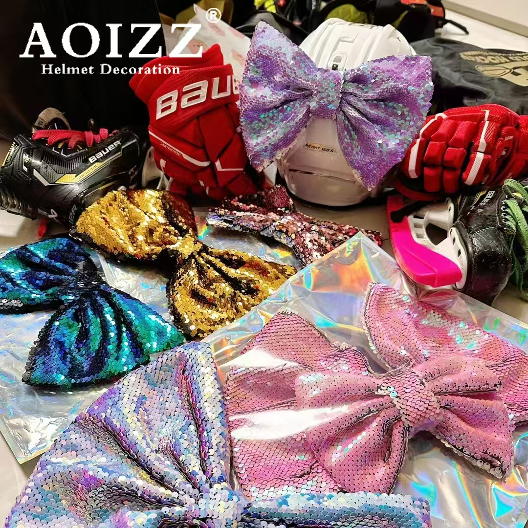 AOIZZ【闪亮系列】亮片蝴蝶结儿童平衡车小配件头盔装饰汽车滑雪