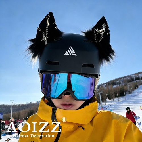 ◆AOIZZ◆克罗心金属猫耳拆卸配件头盔装饰手作耳朵滑雪配饰机车