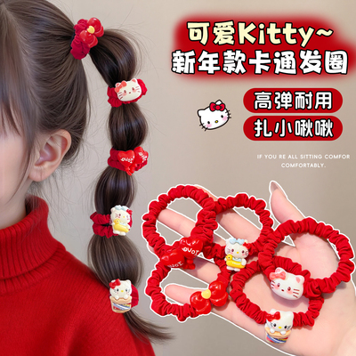 儿童红色发圈女童新年中国风发饰