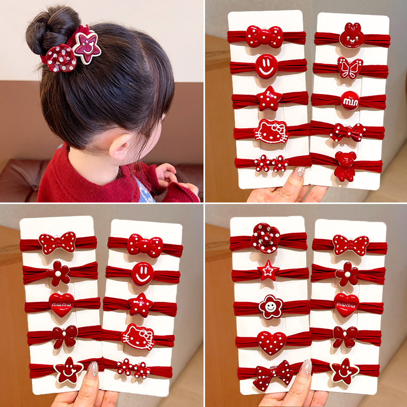 2026新年安可拉红儿童卡通头绳发饰皮筋宝宝高弹力不伤发发绳头饰,童装/婴儿装/亲子装,发饰,淘宝优惠券,粉丝福利购,淘宝优惠卷