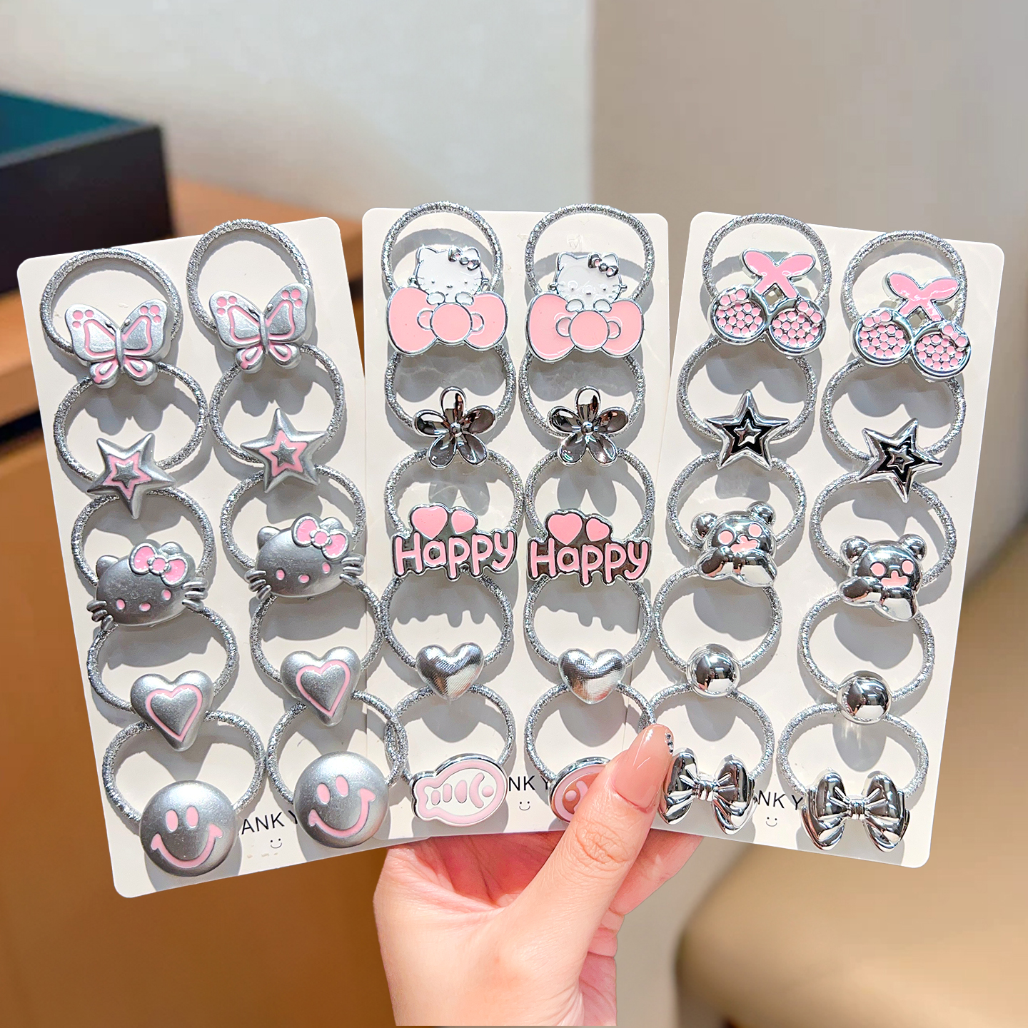 儿童发圈女童可爱卡通KT猫头绳小女孩高弹力耐用扎发橡皮筋不伤发