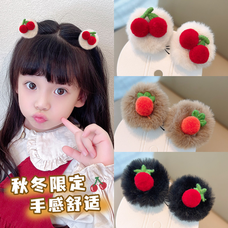 小女孩毛球发夹对夹对夹