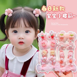 儿童皮筋春日不伤发宝宝拇指发圈女童蝴蝶结花朵甜美公主头花头绳