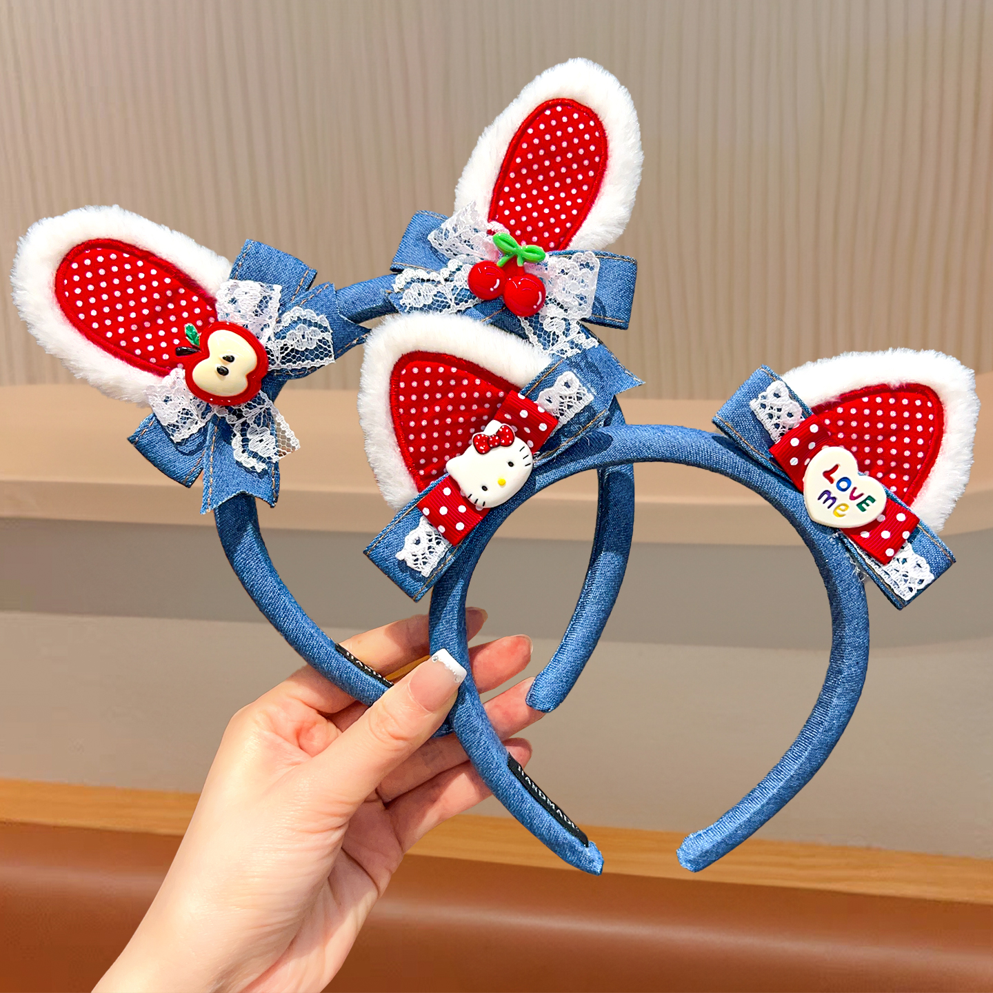 2025新款卡通蝴蝶结耳朵发箍儿童可爱头箍女童不勒头洗脸发饰头饰