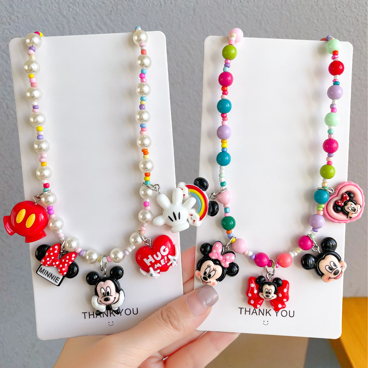 儿童卡通项链女孩米奇串珠可爱吊坠首饰宝宝公主玩具配饰女童饰品