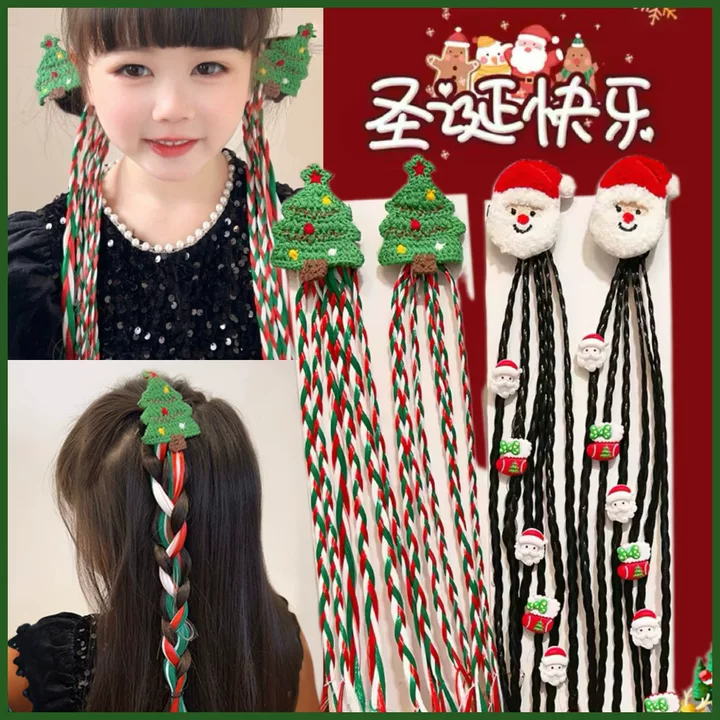 彩色编织发带圣诞老人头饰节日女