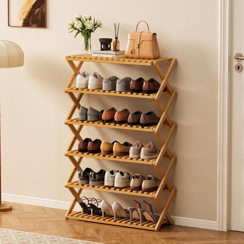 免安装家用门口简易多层出租屋用置物架鞋柜宿舍收纳竹折叠鞋架子