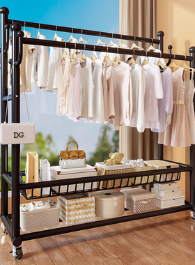 特厚衣架晾衣架立式家用加粗落地双杆挂衣架多功能加厚卧室a0591