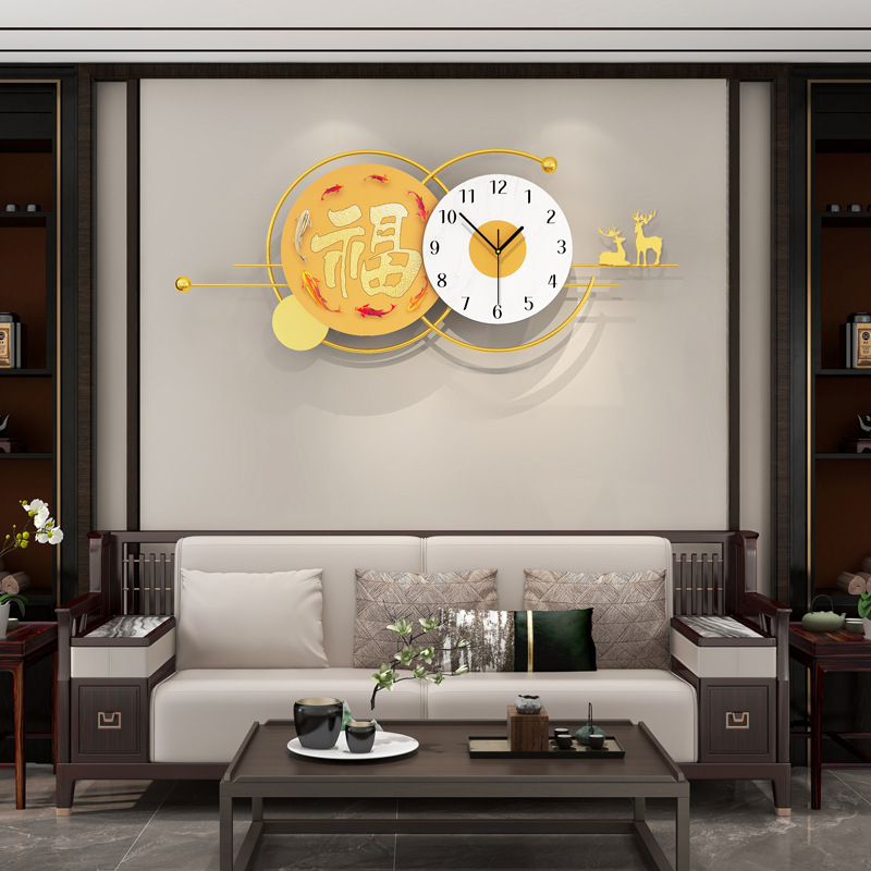 现代简约创意挂钟客厅玄关高级感家用装饰时钟免打孔静音钟表挂墙