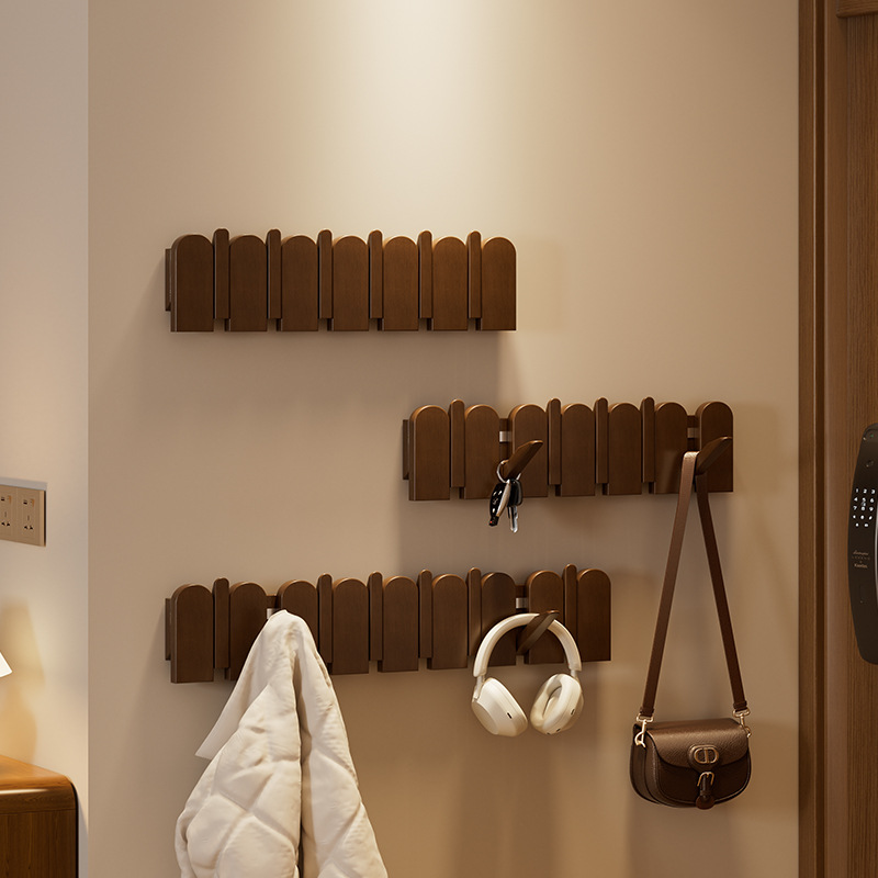 钢琴键挂衣架实木衣帽架不占空间墙上壁挂玄关入户门口置物挂包架