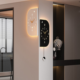 现代钟表拐角挂钟客厅2025新款网红转角双面时钟挂墙高级感壁挂表