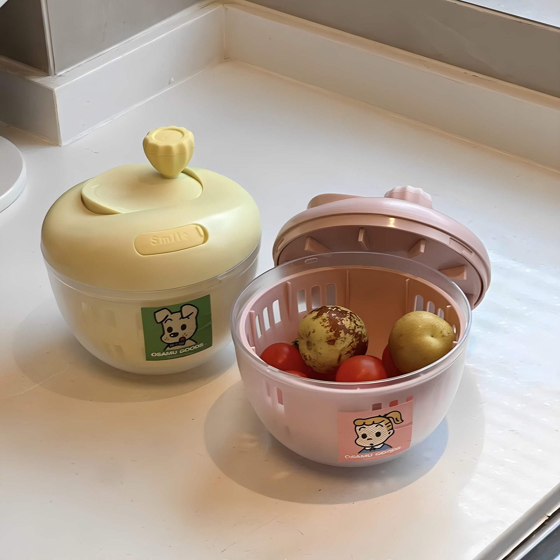 原田治蔬菜沥水篮脱水器家用多功能洗水果神器创意手动沙拉甩水器,餐饮具,洗菜盆/沥水篮/漏水筛,淘宝优惠券,粉丝福利购,淘宝优惠卷