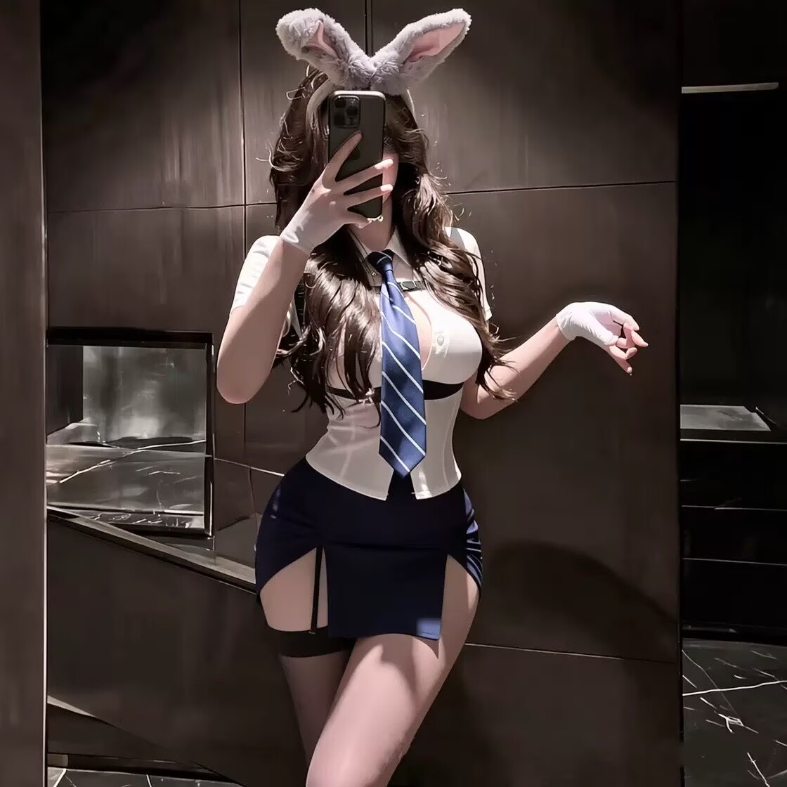 性感风兔女郎制服女角色扮演纯欲包臀裙qqny套装遮肚显瘦大码胖MM