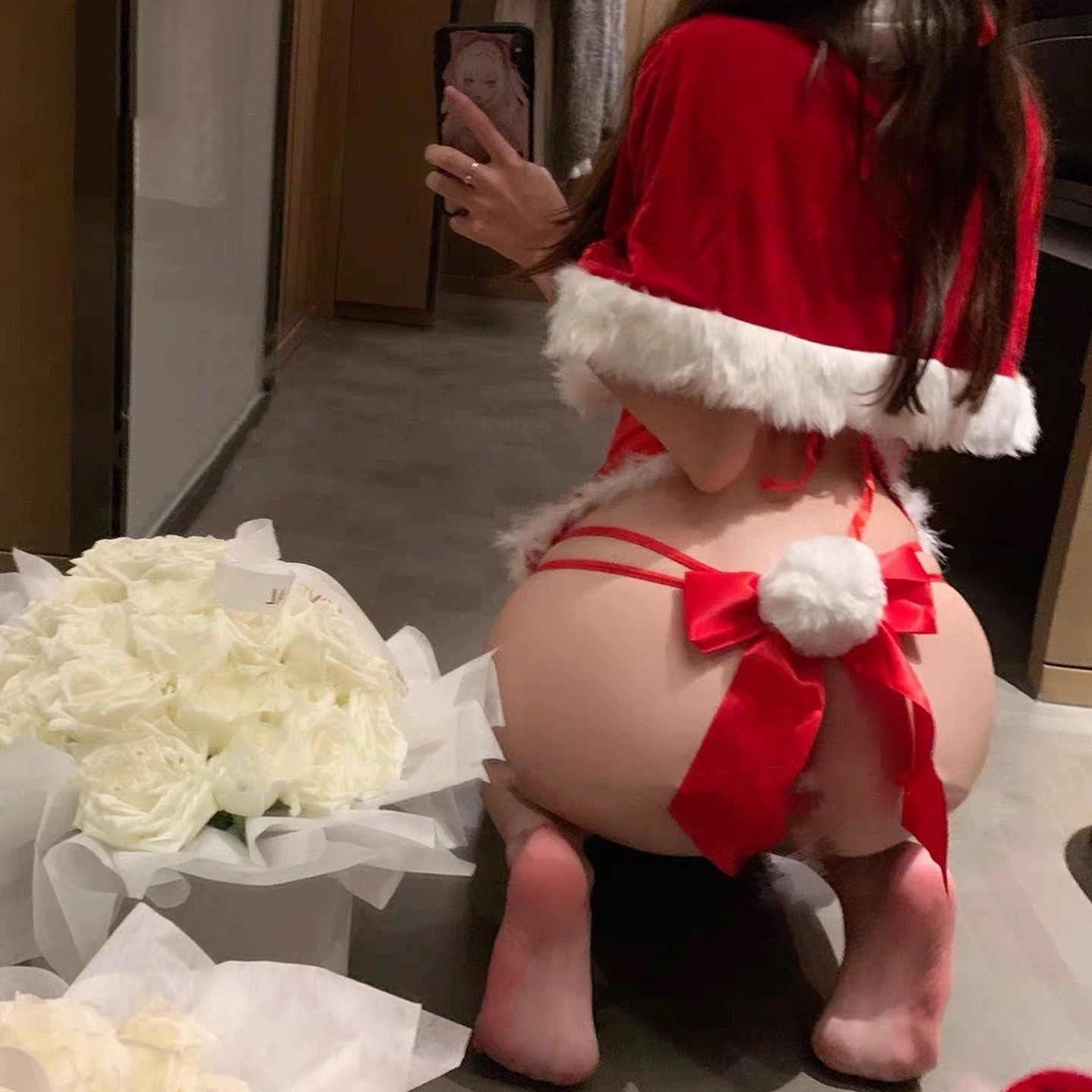 圣诞兔尾巴兔女郎性感镂空毛球蝴蝶结红色丁字裤女低腰大码胖MM,女士内衣/男士内衣/家居服,女丁字裤,淘宝优惠券,粉丝福利购,淘宝优惠卷