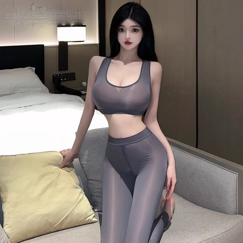 胖MM性感睡衣女款2024新款夏瑜伽裤两件套纯欲丝滑仿冰丝紧身睡群