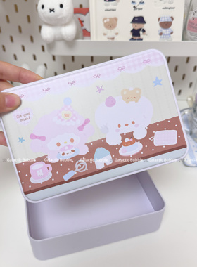 薄巧大号铁盒收纳手帐胶带可爱白色铁盒高颜值桌面收纳摆件