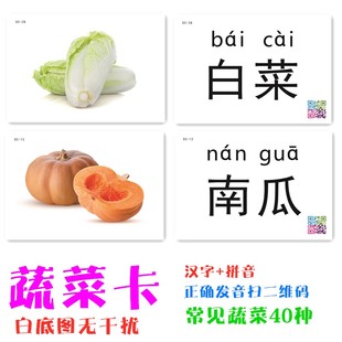 新品闪卡蔬菜拼音汉字幼儿园宝宝自闭症儿童名词学习中性18个月