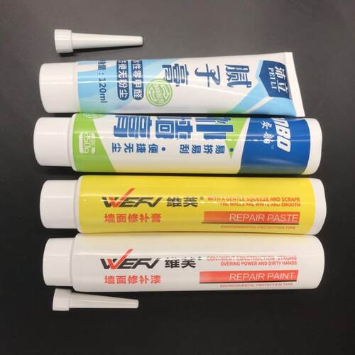 厂家直供LOGO200克250克墙面修补膏补墙漆腻子膏尖嘴塑料软管包装