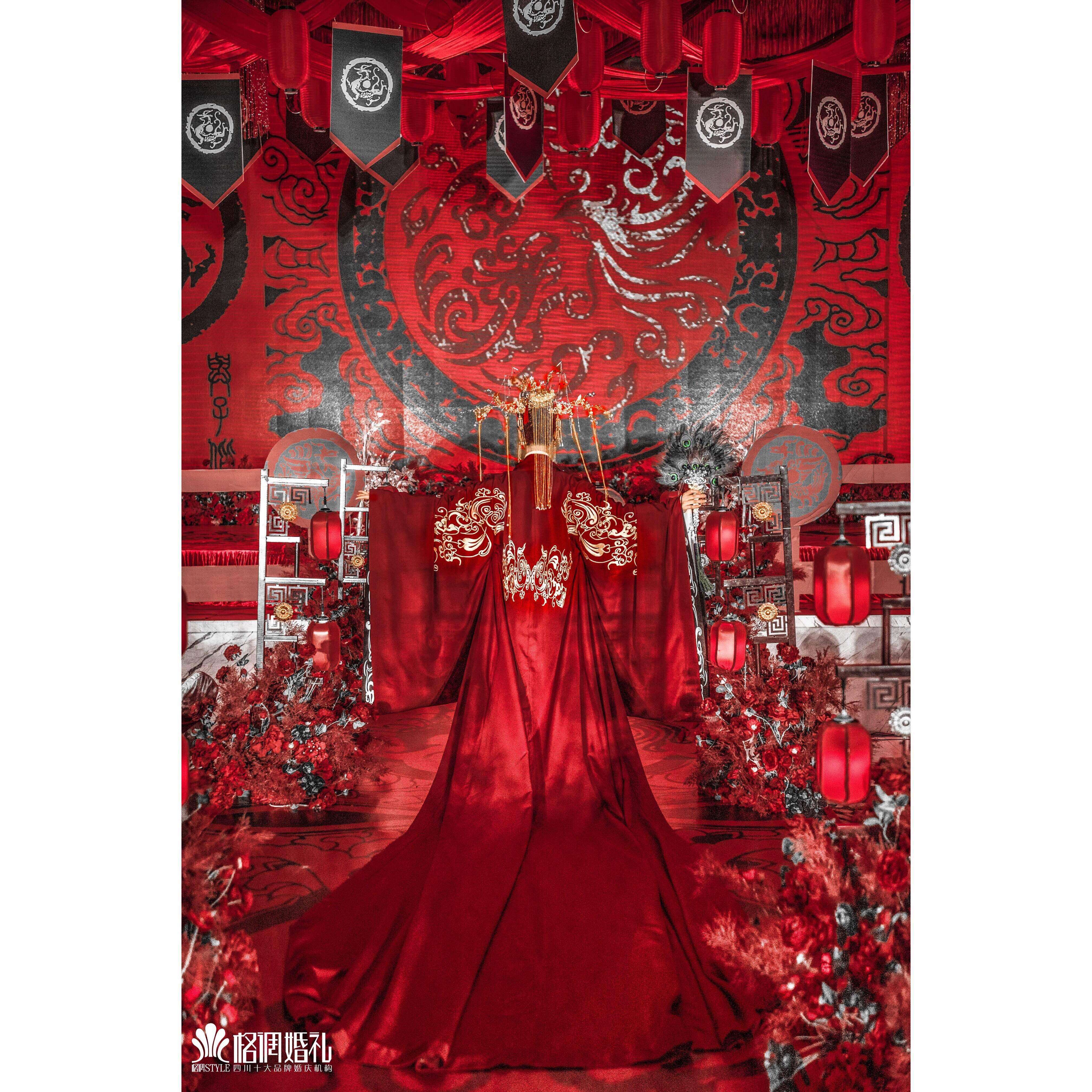 出租 汉服婚服周制汉式中式婚礼新娘新郎礼服喜服大拖尾 武陵春