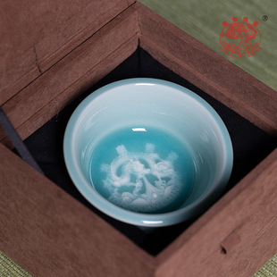 龙泉青瓷 纯手工高档主人杯单杯 陶瓷泡茶碗功夫茶杯品茗杯礼盒装