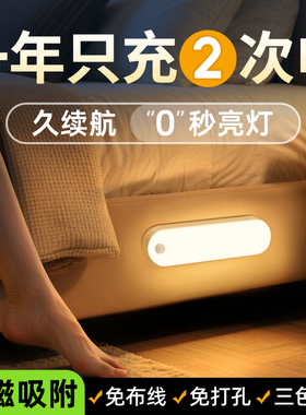 2025新款人体自动感应小夜灯智能家用床头充电灯卧室过道人来即亮