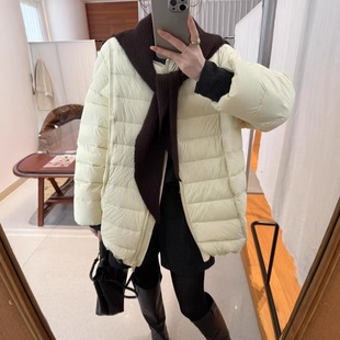 欧洲站2025秋冬新款 羽绒服外套 欧货搭配羊毛针织披肩休闲宽松大版