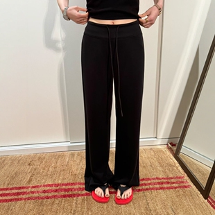 超好穿窄版显瘦直筒裤女2026夏季新款抽绳松紧腰健身瑜伽裤休闲裤