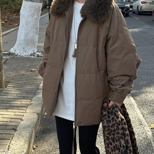 山羊绒翻领90白鹅绒羽绒服