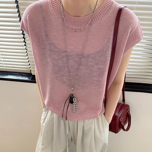 糖果色冰丝短袖 女2025夏季 凉爽薄款 针织衫 上衣潮 新款 休闲百搭薄款