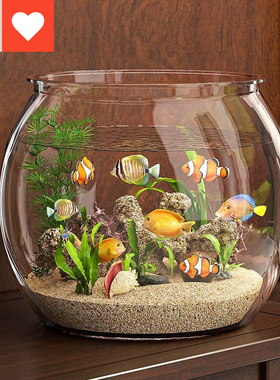 友耐圆形鱼缸塑料一体成型仿玻璃防摔耐摔不坏客厅小型桌面生态缸