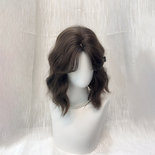 韩系中分几字刘海羊毛卷波波头日常自然减龄仿真短发假发女全头套