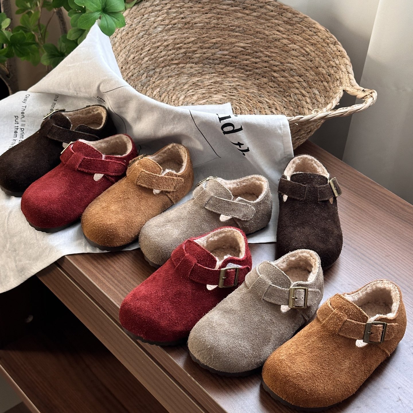 A级牛长绒磨砂皮勃肯鞋