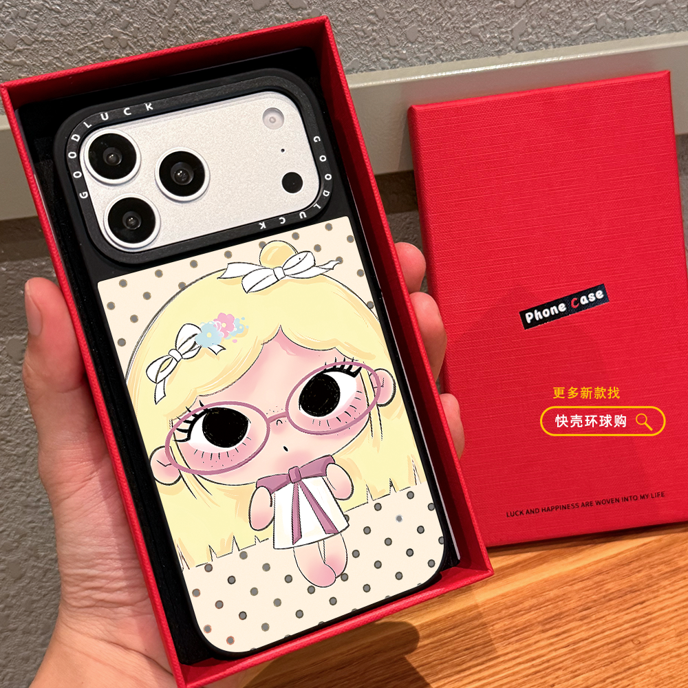 日韩ins波点大眼睛女孩适用iphone17promax手机壳16pro苹果15镜面MagSafe磁吸14plus保护套防摔13卡通闺蜜