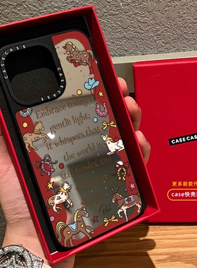 美式环绕英文骏马适用iphone17promax手机壳16pro苹果15磁吸MagSafe镜面14plus复古马年13艺术Air女12红色