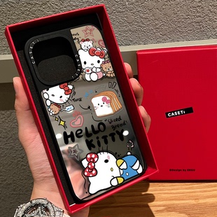 CAST联名可爱Kitty凯蒂猫适用苹果16promax手机壳iphone17pro镜面MagSafe磁吸15plus卡通趣味14少女13/12/air