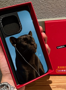 小众风黑色豹子黑狗适用iphone17promax手机壳16pro苹果15磁吸MagSafe镜面14plus高级感13网红12女Air时尚