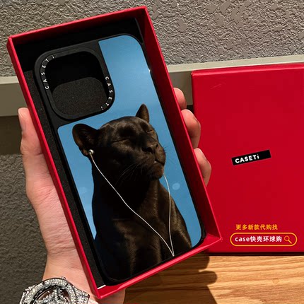 小众风黑色豹子黑狗适用iphone17promax手机壳16pro苹果15磁吸MagSafe镜面14plus高级感13网红12女Air时尚