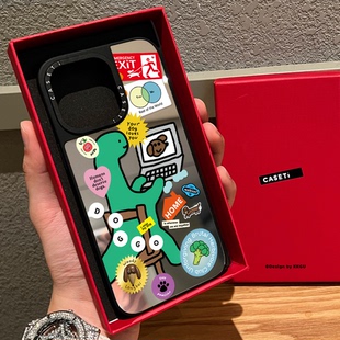 联名JOGUMAN可爱小恐龙适用iphone16promax手机壳17pro苹果15plus磁吸MagSafe镜面14日韩卡通13情侣男女12