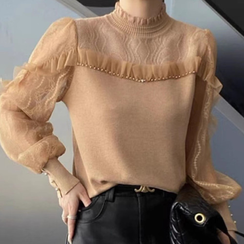 羊毛针织打底衫钉珠洋气