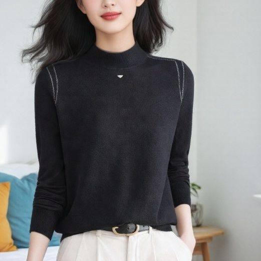 2025秋冬新款漂亮减龄内搭上衣显瘦短款毛衣女时尚洋气时髦打底衫