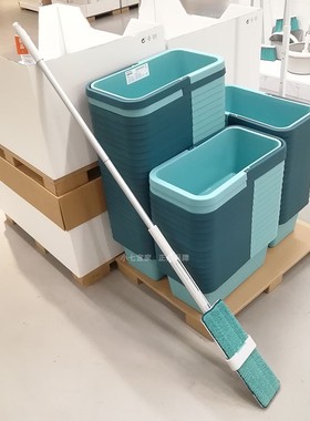 宜家正品佩普里格挤压清洁平板拖把家用清洁干湿两用地拖吸水拖布