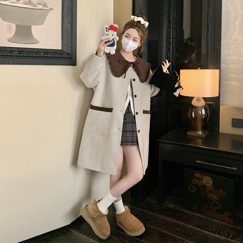娃娃领呢子大衣2B148-820P175K258,女装毛呢外套,2B148