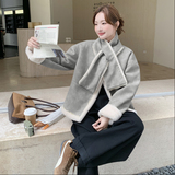 麂皮绒短外套送围巾2B148-9959P225K338，女装短外套，2B148