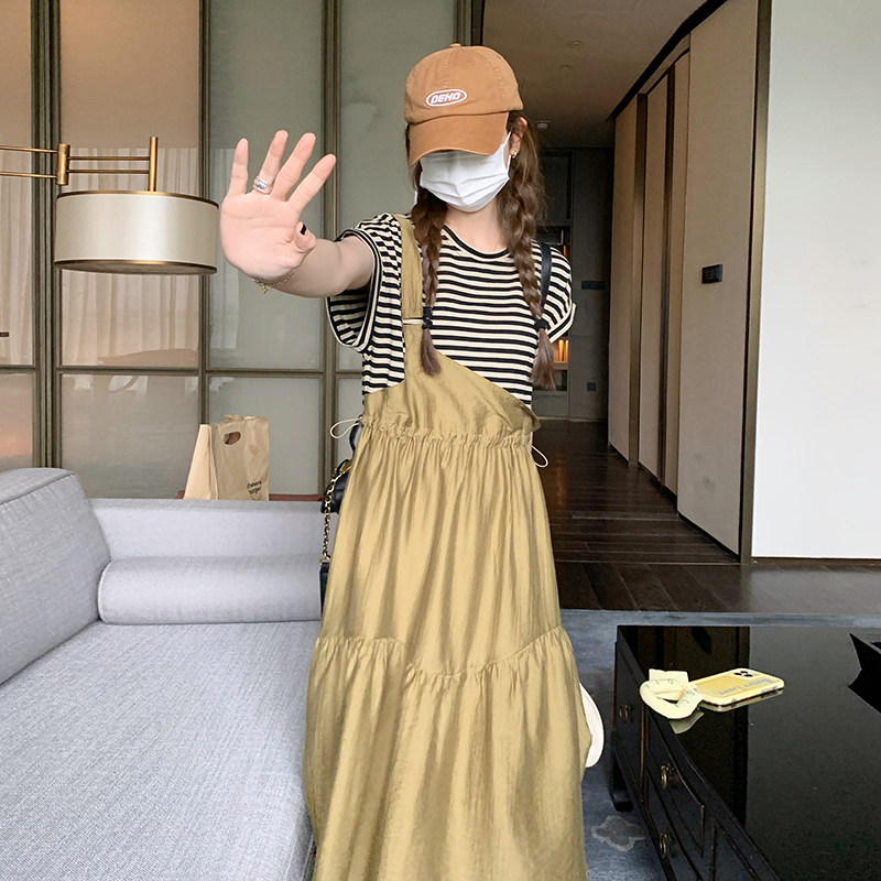 条纹拼接假两件连衣裙221-2396-P125K178,女装连衣裙,2B148