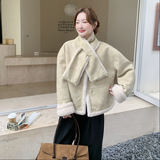 麂皮绒短外套送围巾2B148-9959P225K338，女装短外套，2B148