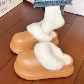 大气简约厚底包头拖鞋 可拆卸内胆棉拖鞋 女冬季 舒适防滑eva拖鞋