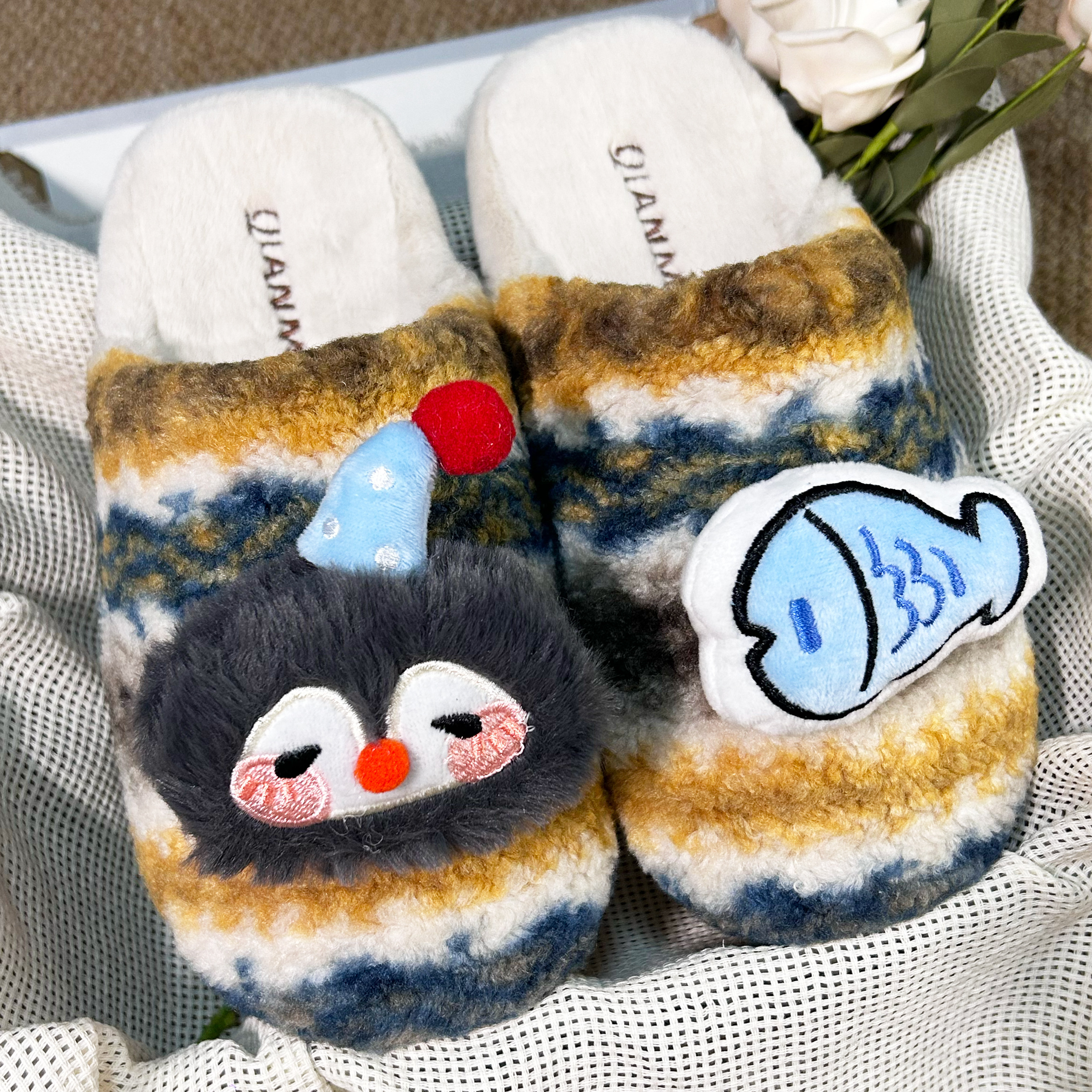 外穿卡通企鹅毛毛拖鞋女秋冬季防滑厚底情侣居家室内可爱小鱼棉拖,女鞋,包头拖,淘宝优惠券,粉丝福利购,淘宝优惠卷